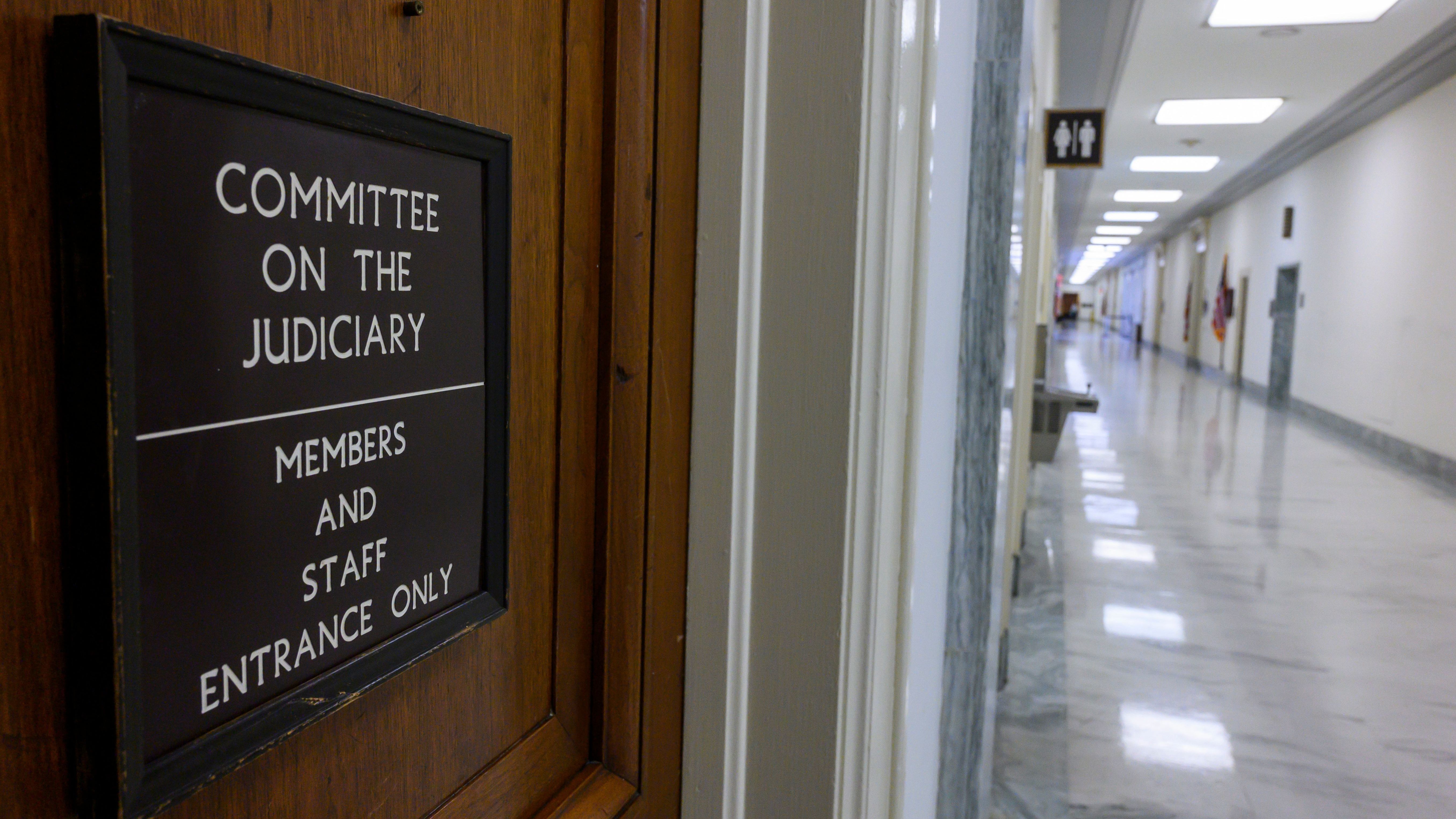 An entrance to the House Judiciary Committee inside the Rayburn House  Office Building is seen in Washington, ., on Sunday. - WJCT Public Media