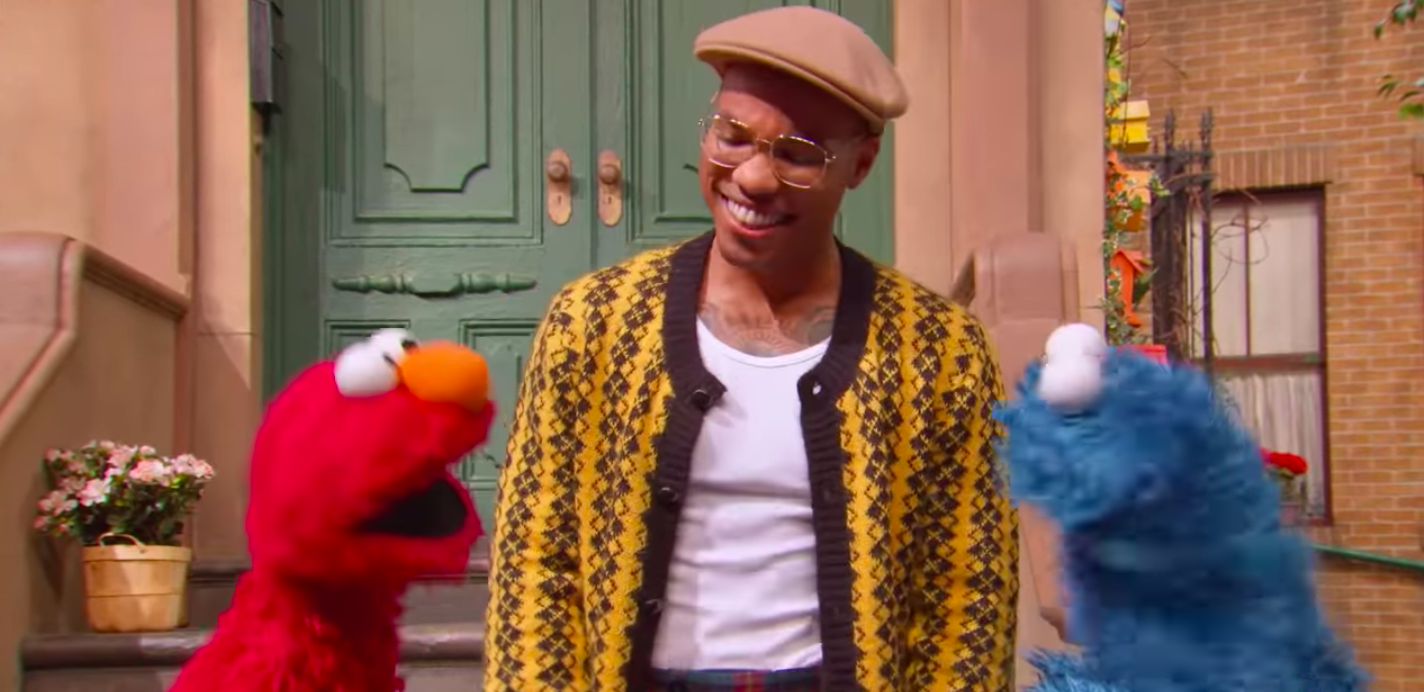 Screen grab of Anderson .Paak, Elmo and Cookie Monster