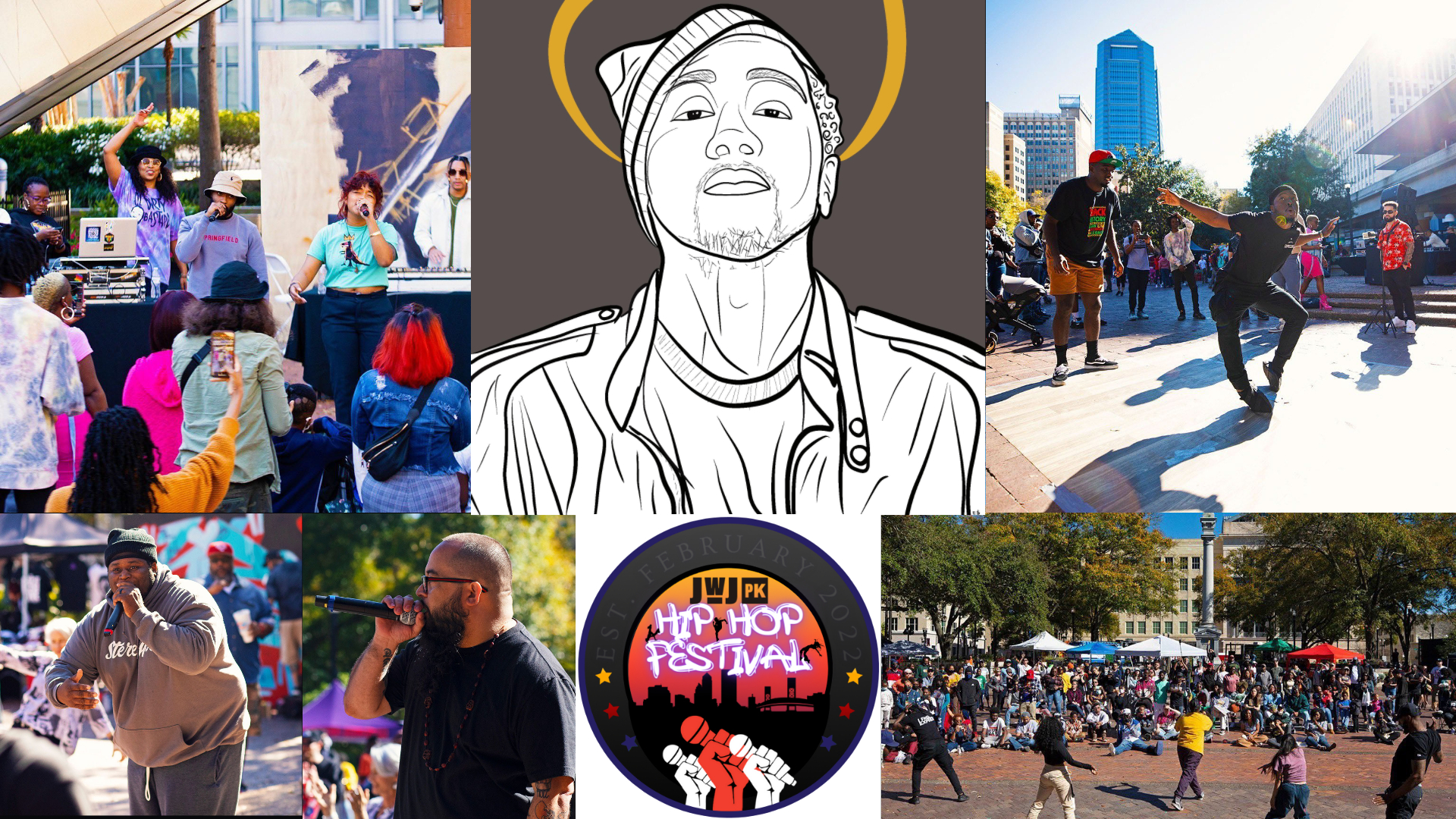Collage of photos from JWJ Hip-Hop festival