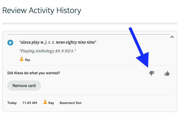 Screenshot of Review Activity History page