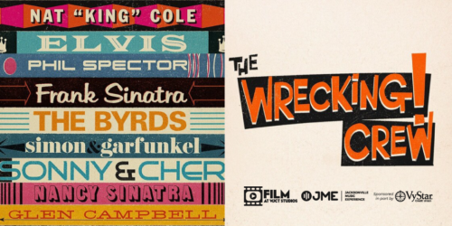 Promotional image featuring artist names like Elvis and Frank Sinatra on the left and "THE WRECKING CREW" title on the right, with sponsors JME and VyStar Credit Union.